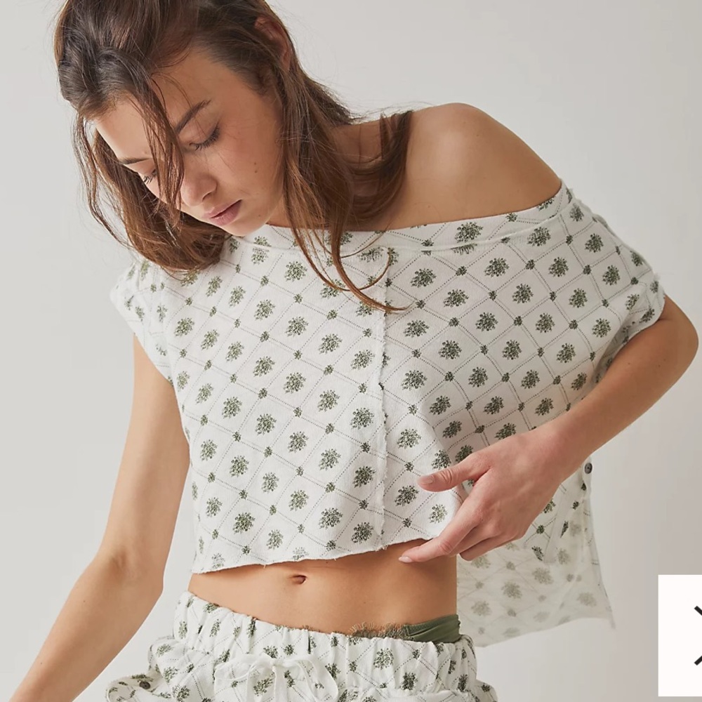 Free people boxy tee cropped lounge top organic cotton lounge